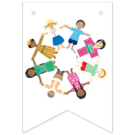 Kinder der Welt mit Händen Wimpelkette