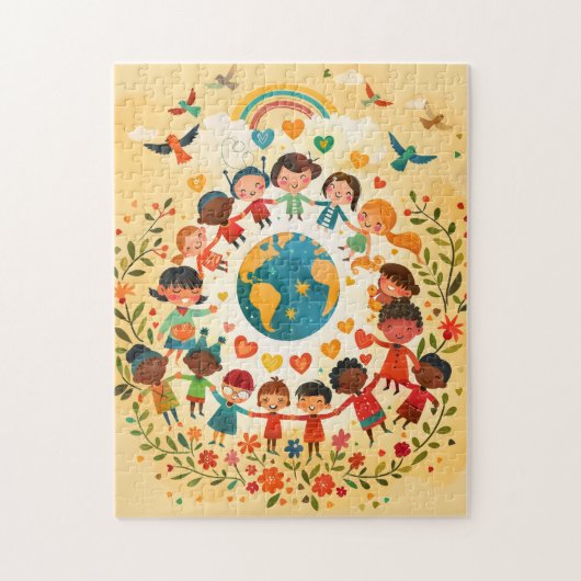 Kinder der Welt — Vielfalt und Frieden Puzzle (Vertikal)