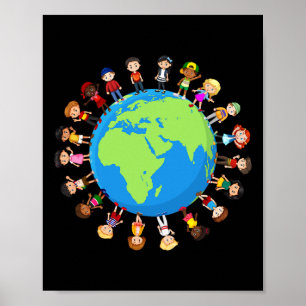 Kinder des Earth Day auf der ganzen Welt Poster