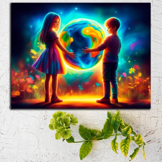 Kinder des Earth Day Welt Postkarte