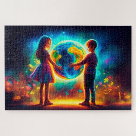 Kinder des Earth Day Welt Puzzle (Horizontal)