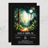 Kinder des Waldes Waldland Geburtstag Einladung (Vorne/Hinten)