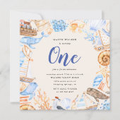 Kinder des Wasserstrands zum ersten Geburtstag Einladung (Vorderseite)