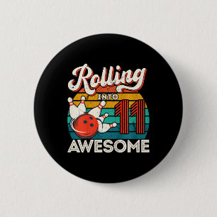 Kinder, die 11 Jahre alt werden 11. Bowling Geburt Button