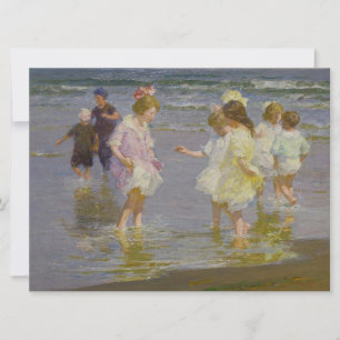 Kinder, die am Strand planschen (von E.H. Potthast Karte