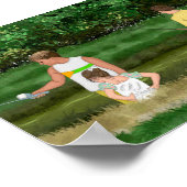 Kinder, die am Teich vor Ort fischen Poster (Ecke)