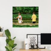 Kinder, die am Teich vor Ort fischen Poster (Heimbüro)