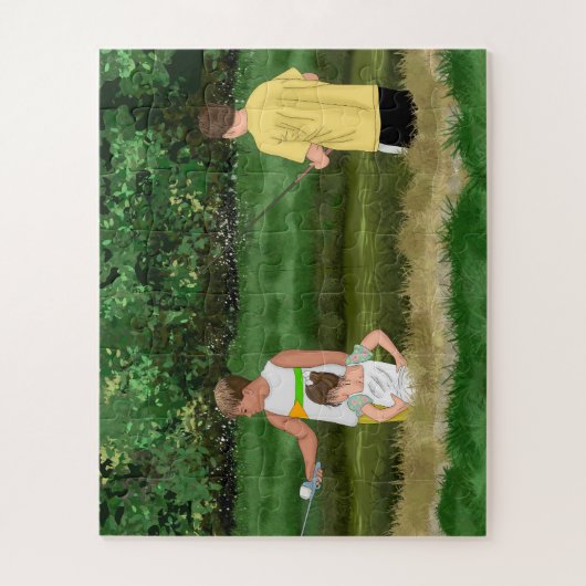 Kinder, die am Teich vor Ort fischen Puzzle (Vertikal)