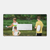 Kinder, die am Teich vor Ort fischen Schreibtischunterlage (Tastatur & Maus)