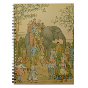Kinder, die auf dem Elefanten reiten (Litho) Notizblock