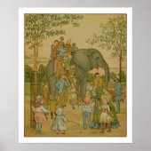Kinder, die auf dem Elefanten reiten (Litho) Poster (Vorne)