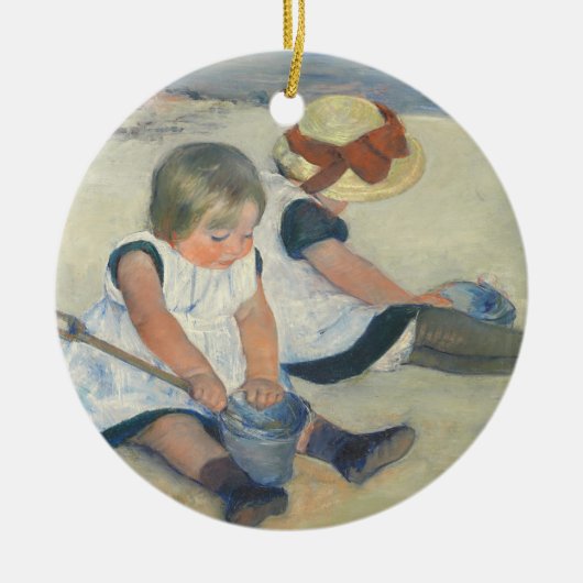 Kinder, die auf dem Strand, 1884 spielen Keramikornament (Vorne)