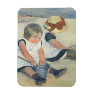 Kinder, die auf dem Strand, 1884 spielen Magnet