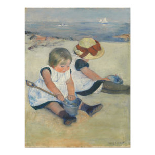 Kinder, die auf dem Strand, 1884 spielen Poster