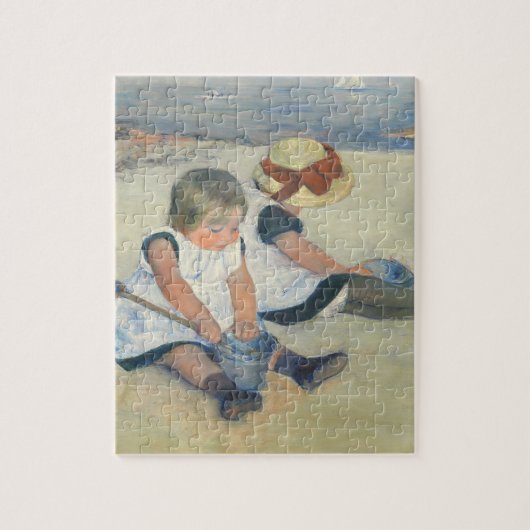 Kinder, die auf dem Strand, 1884 spielen Puzzle (Vertikal)