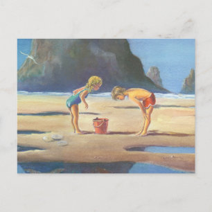 KINDER, DIE AUF DEM STRAND VON SHARON SHARPE SPIEL POSTKARTE