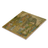 Kinder, die auf den Elefanten (litho, fahren) Fliese (Seite)