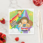 Kinder, die auf einem Regenbogen Napkins reiten Serviette (Beispiel)