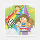 Kinder, die auf einem Regenbogen Napkins reiten Serviette (Vorderseite)