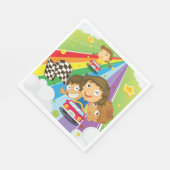 Kinder, die auf einem Regenbogen Napkins reiten Serviette (Ecke)