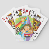 Kinder, die auf einem Regenbogen spielen Spielkarten (Rückseite)