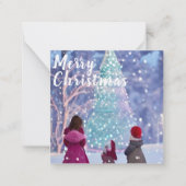 Kinder, die auf Weihnachtsbaum schauen Mitteilungskarte (Vorderseite)