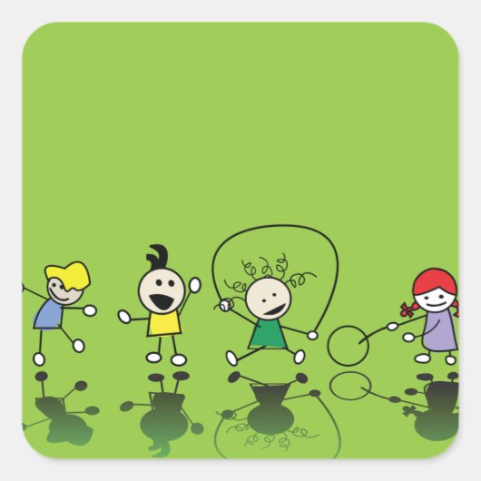 Kinder, die Aufkleber spielen (Vorderseite)