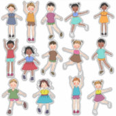 Kinder, die Aufkleber spielen (Vorderseite)