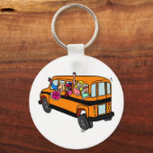 Kinder, die aus dem Schulbus heranwachsen Schlüsselanhänger (Vorderseite)