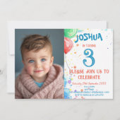 Kinder, die Balloons und Rainbow Birthday Party Ge Einladung (Vorderseite)