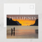 Kinder, die bei Sonnenuntergang fischen Postkarte (Vorne/Hinten)