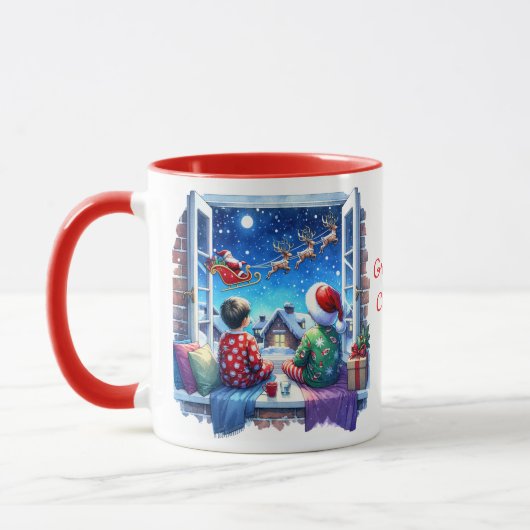 Kinder, die den Schlitten des Weihnachtsmannes Per Tasse (Links)