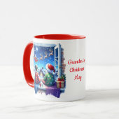 Kinder, die den Schlitten des Weihnachtsmannes Per Tasse (Vorderseite Links)