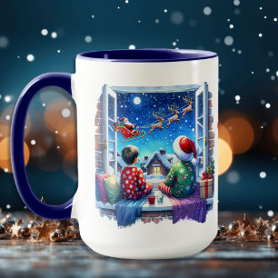 Kinder, die den Schlitten des Weihnachtsmannes Per Tasse