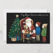 Kinder, die den Weihnachtsmann besuchen, vor Weihn Karte (Vorderseite)