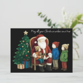 Kinder, die den Weihnachtsmann besuchen, vor Weihn Karte (Stehend Vorderseite)