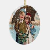 Kinder, die durch den Schnee gehen Keramikornament (Rechts)