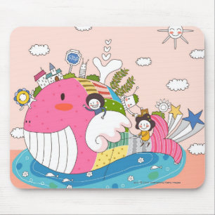 Kinder, die durch Fische im Teich spielen Mousepad