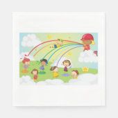 Kinder, die ein Parkpapier von Napkins spielen Serviette (Vorderseite)