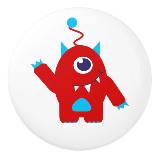 Kinder, die eine mit Augen Alien gezeichnet haben, Keramikknauf (Vorderseite)