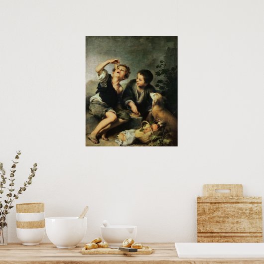 Kinder, die einen Kuchen essen, 1670-75 Poster (Küche)