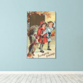 Kinder, die einen Kürbis halten, Truthähne Leinwanddruck (Insitu (Holzboden))