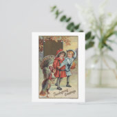 Kinder, die einen Kürbis halten, Truthähne Postkarte (Stehend Vorderseite)