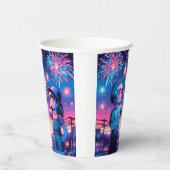 Kinder, die Feuerwerke am 4. Juli aufhalten Pappbecher (Rechts)