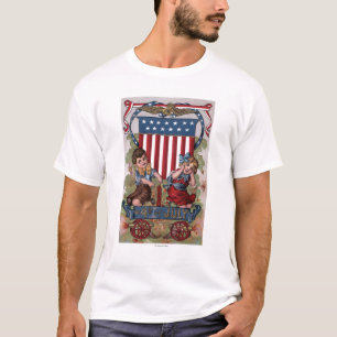Kinder, die Feuerwerke beleuchten T-Shirt