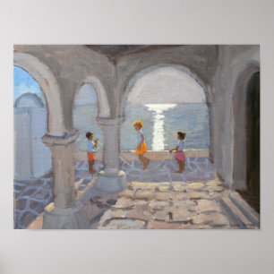 Kinder, die griechische Inseln 2008 überspringen Poster