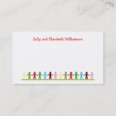 Kinder, die Hände Mama und Kindergewohnheits-Info Telefonnummerkarte (Rückseite)