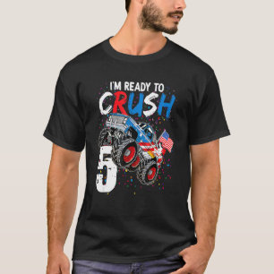 Kinder, die ich bereit bin, 5 Monster-LKW 4. Juli T-Shirt
