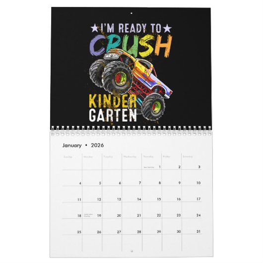 Kinder, die ich bereit bin, den Kindergarten-Monst Kalender (Jan 2026)