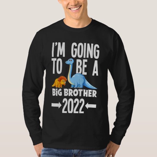 Kinder, die ich ein großer Bruder werden 2022 Dino T-Shirt (Vorderseite)